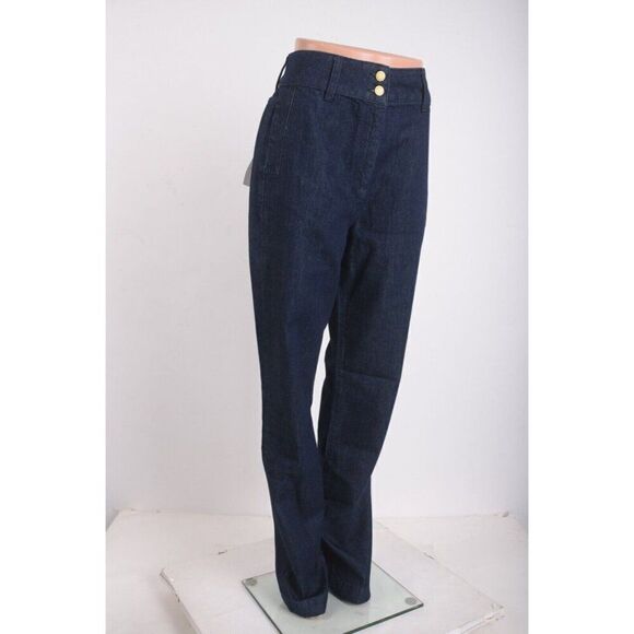 Triarchy Womens High Waisted Button Jeans Medium Indigo Sz US 6 EU 28 New - Picture 2 of 8